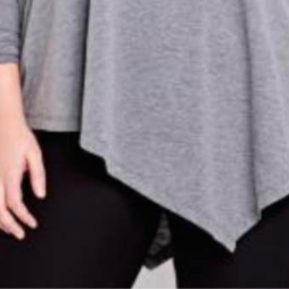 SWEATER, TURTLENECK, ASYMMETRICAL, MEDIUM GREY MIX, SZ 3X, LONG SLEEVES, VISCOSE - Picture 3 of 6